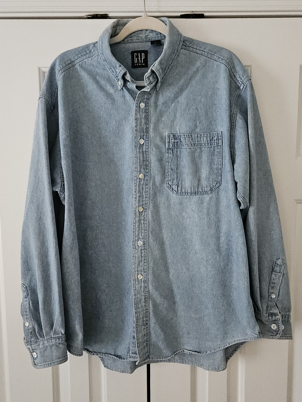 VTG Men's Gap Denim XL Denim Cotton Button-Down Long Sleeve Shirt 90's Hong Kong